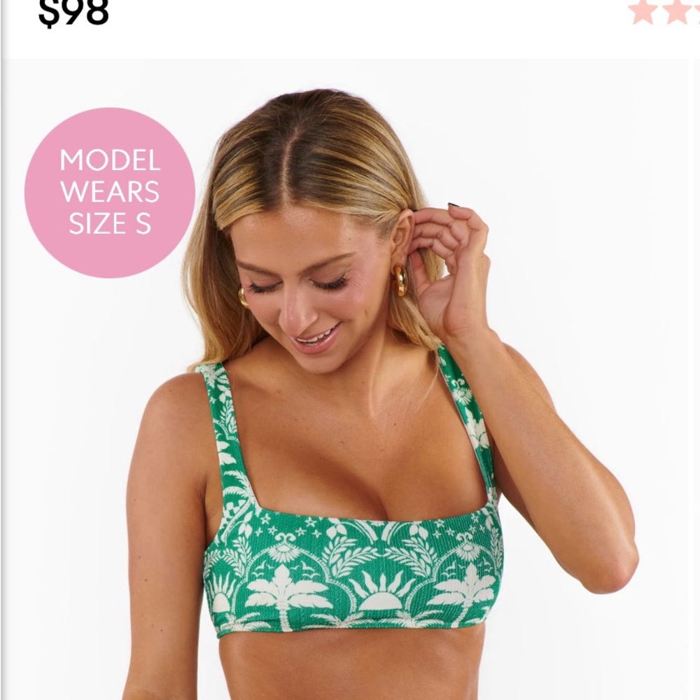NWT Show Me Your MUMU Bathing Suit Top - Tiki Palms Contour Scrunch | SIZE: XS